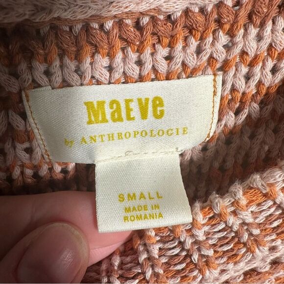 Maeve By Anthropologie Orange Space-Dye Ada Cotton Crew Neck Sweater Size Small - Picture 8 of 13